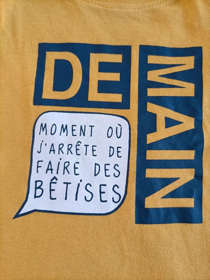 T Shirt manches longues jaune Gémo 3 mois - photo numéro 2