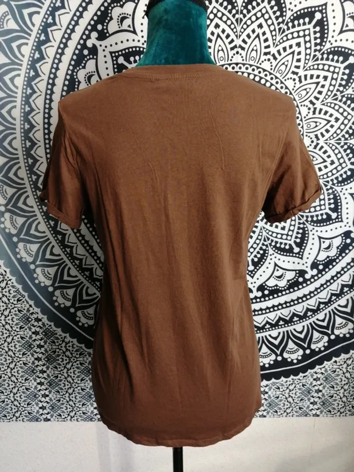 Tee-shirt marron imprimé nounours billet cash / fb sister / (M) - photo numéro 4