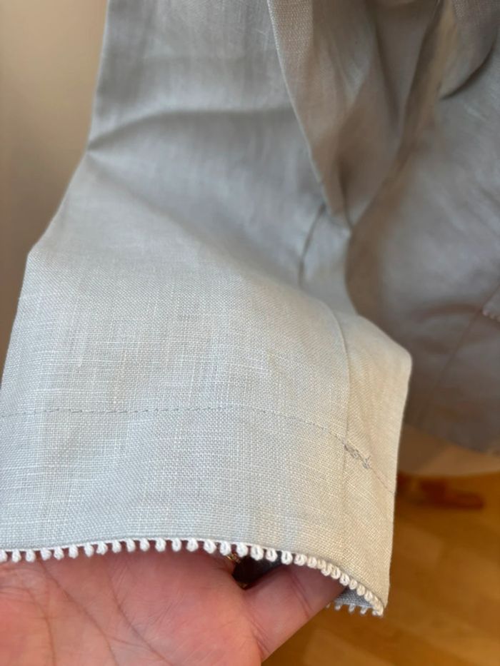 🤍 Sublime blazer en lin - gris détails blancs - T40 - photo numéro 14