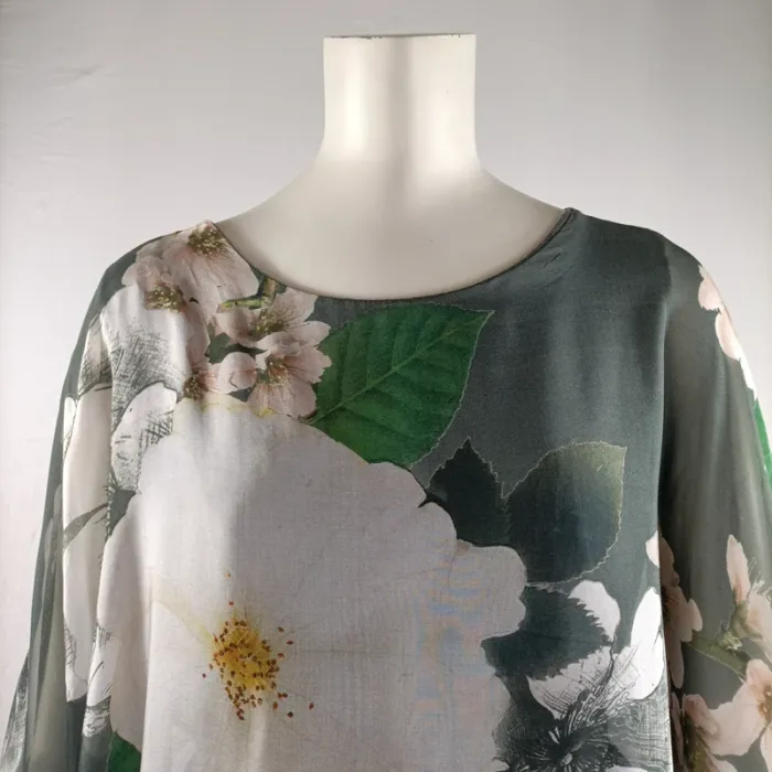 Blouse ample voile fleuri et jersey - Renatto Bene - taille M estimée A1294 - photo numéro 6