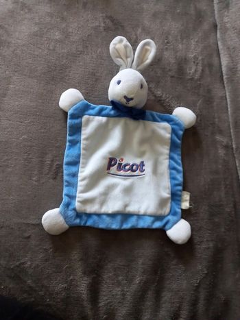 Doudou plat Lapin bleu Picot