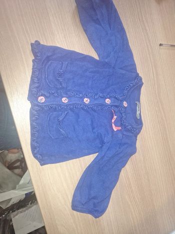 Gilet bleu fleur 6mois
