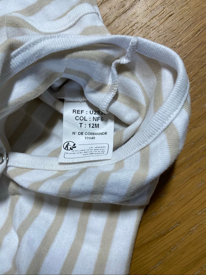 Armor Baby Body rayé beige et blanc Taille 12 mois - photo numéro 5