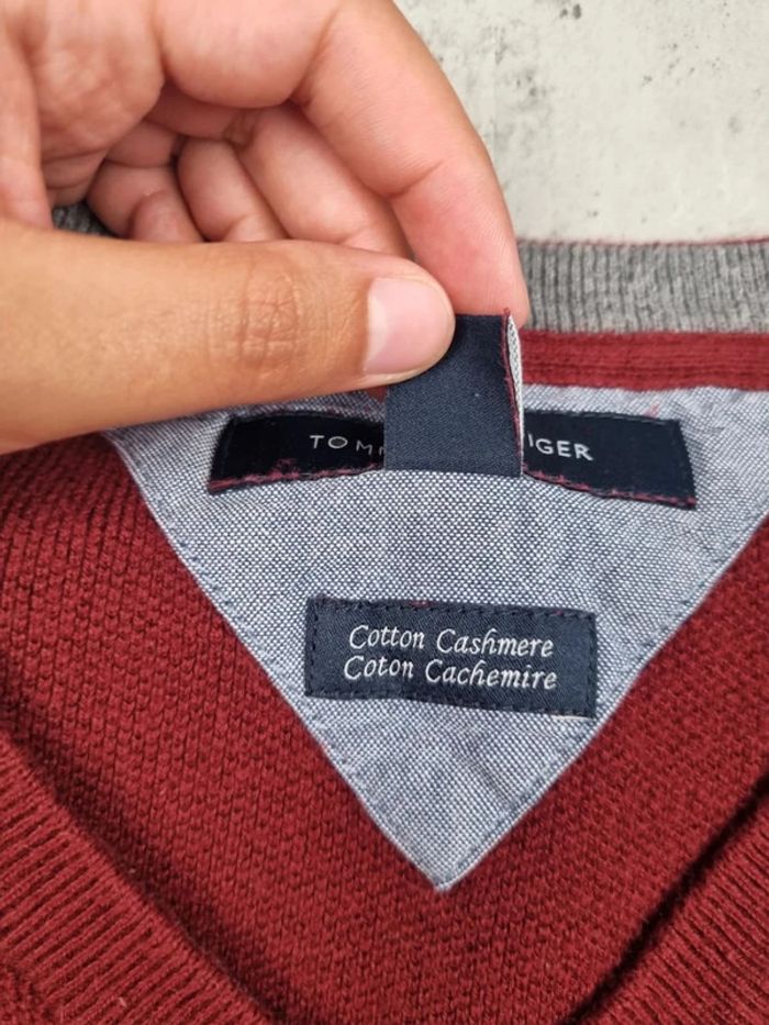 Pull col V Tommy Hilfiger cachemire rouge, XL Hommes - photo numéro 7
