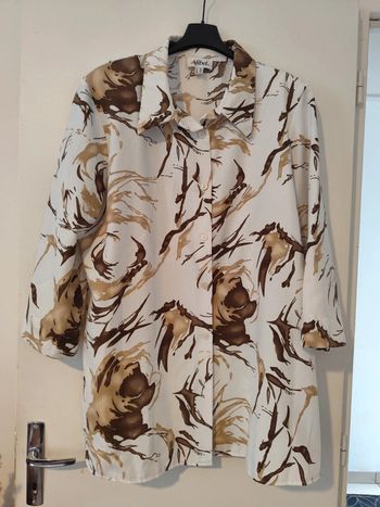Chemise fluide blanche/beige/marron taille 52 Afibel
