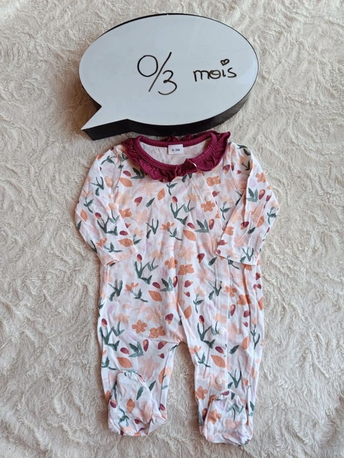 Pyjama grenouillère été léger coton Fille 0/3 mois
