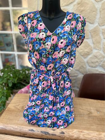 Robe d’été bleu et rose a grosse  fleurs Noémie & co M 38