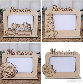 Cadre bois parrain marraine 