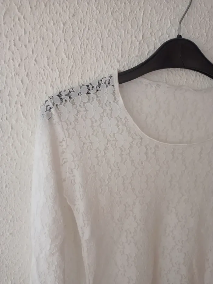 Maillot manches longues blanc à fleurs - photo numéro 2
