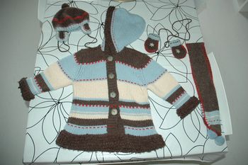 Bel ensemble manteau + moufle +écharpe