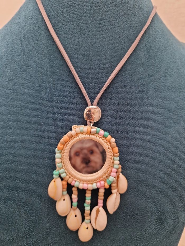 Collier Sautoir Miroir Boheme Macramé Attrape Reves Coquillages Perles - photo numéro 14