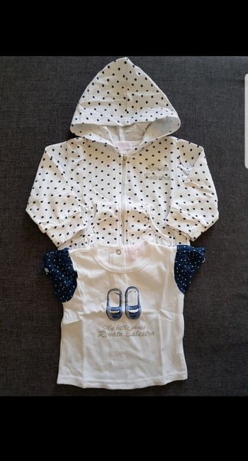 Tee-shirt + Sweat à capuche zippé bébé fille 6/9 mois