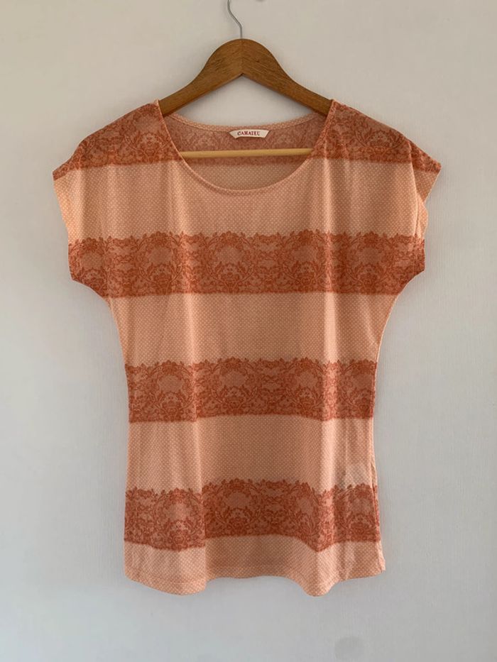 Tee shirt orangé Camaieu