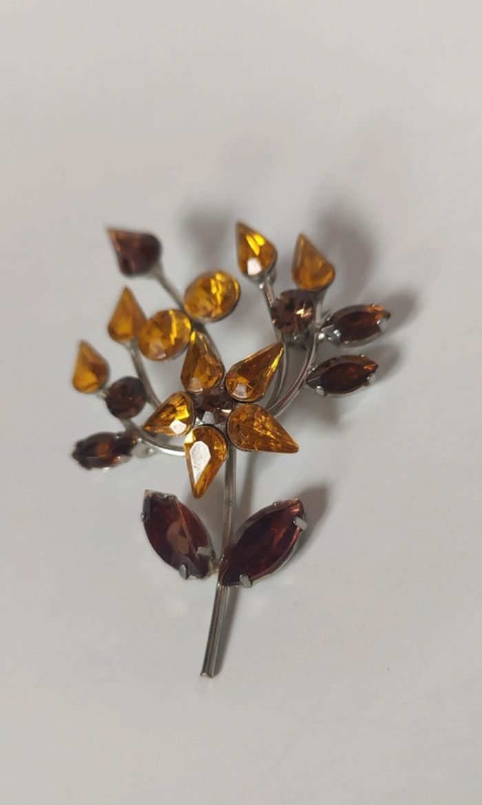 Broche florale ambrée vintage - photo numéro 2