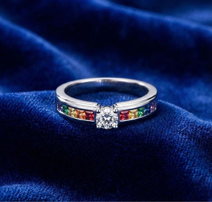 Bague en argent 925 – Multicolore élégante, neuve