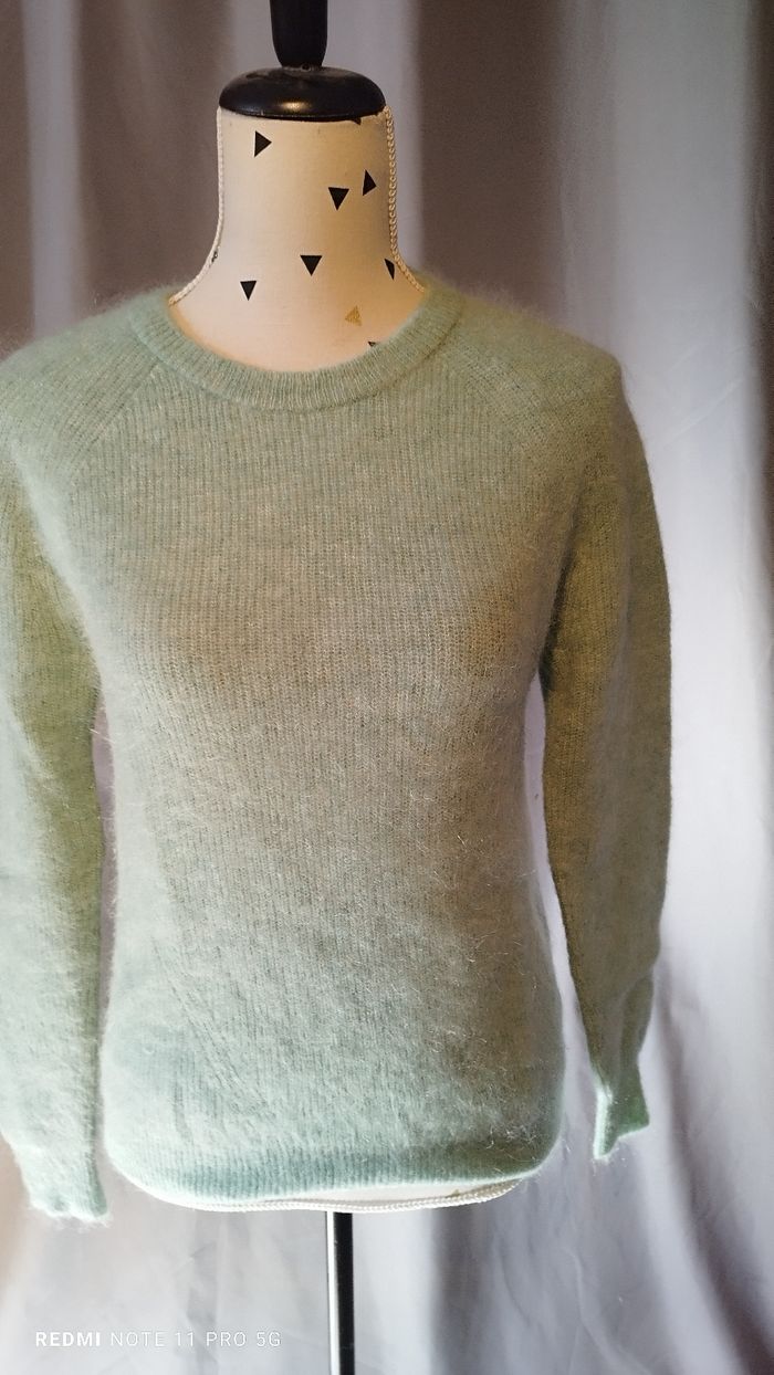 Pull   vert pastel avec angora