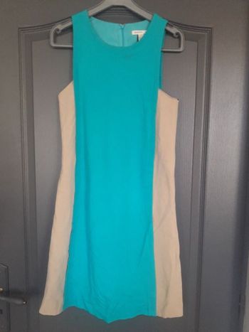Robe marron clair & turquoise 36/S - Mango