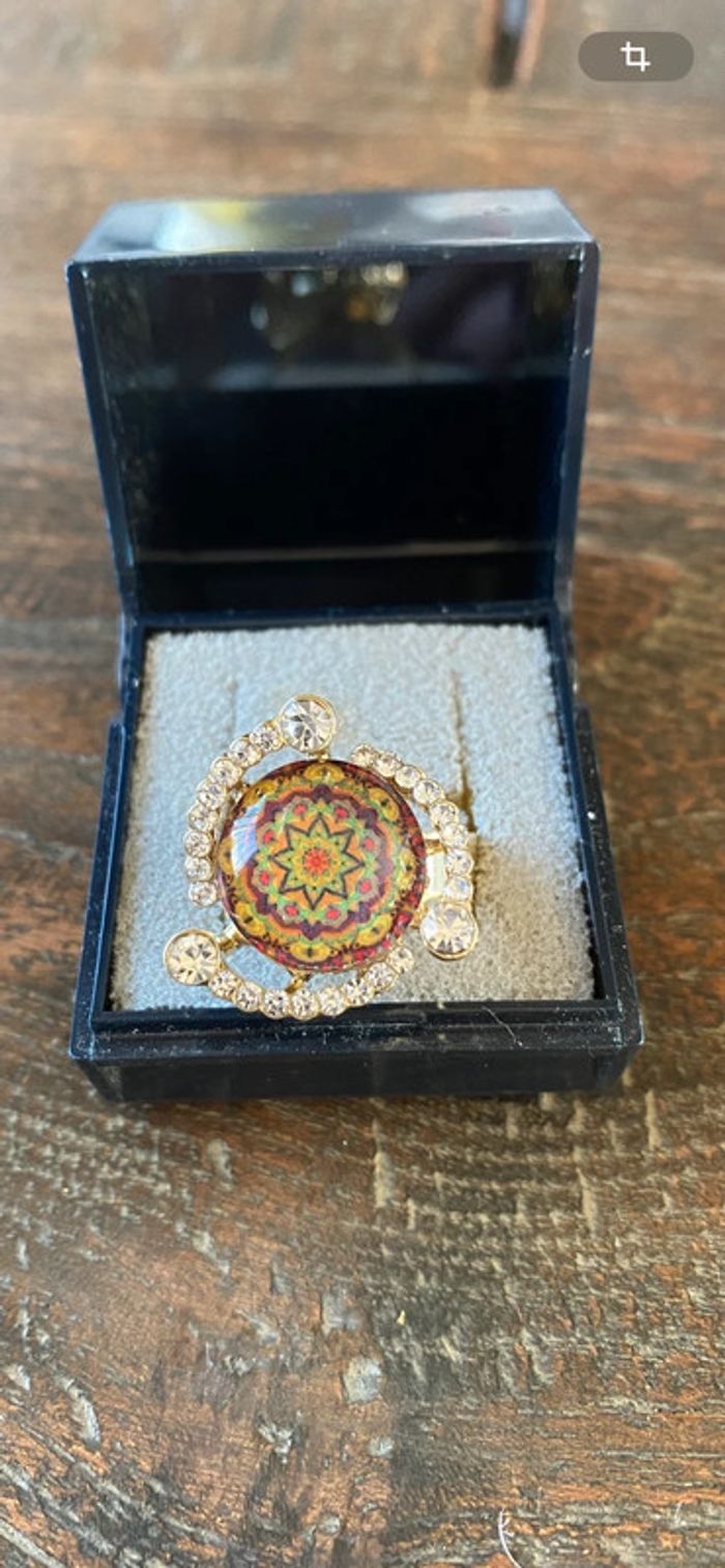 Magnifique bague réglage fleur avec strass et pierre - photo numéro 8