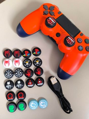 Manette PS4 neuve orange bleu marine