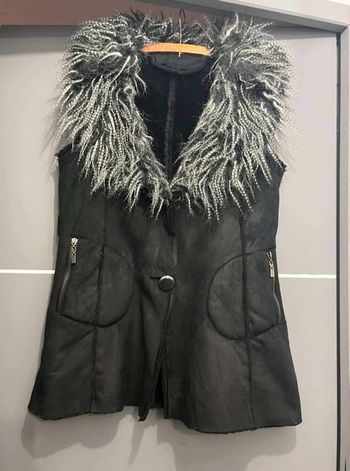 Veste gilet sans manches  femme  L 40 noir  fausse  fourrure