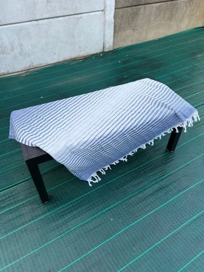 fouta serviette de plage bleue 100 x 180 cm - photo numéro 4