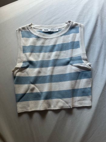 Crop top bleu et blanc