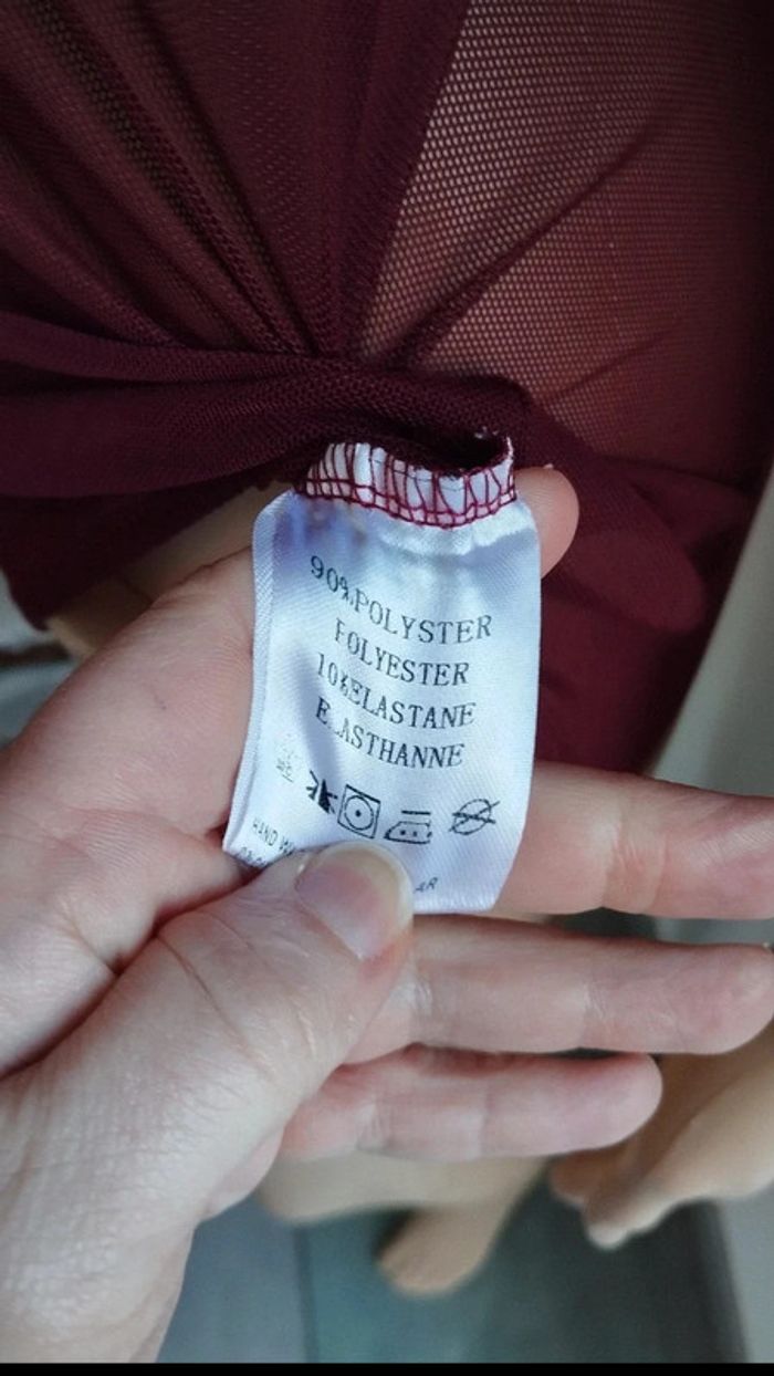 Body bordeaux femme taille m manche noir - photo numéro 6