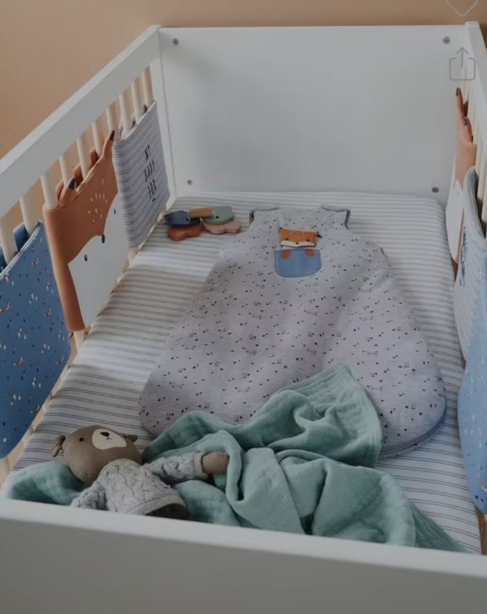 Tour de lit pare-chocs Baby fox bleu multicolore - photo numéro 2