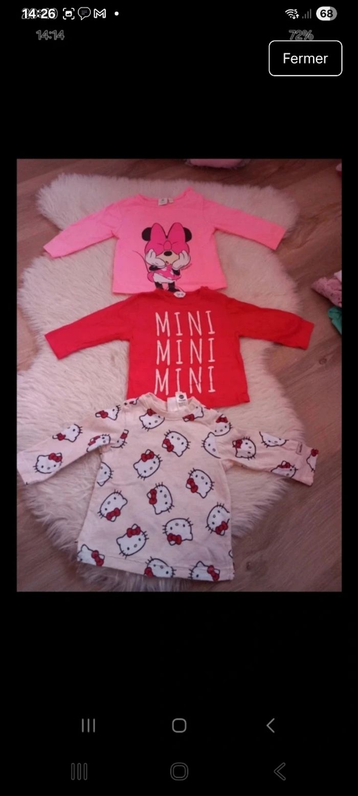 Lots de 3 hauts 6 mois Disney