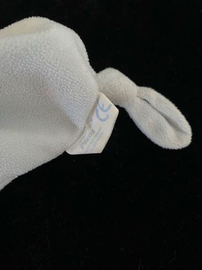 B5962❤️Doudou plat mouchoir  lapin picot bleu blanc - photo numéro 4