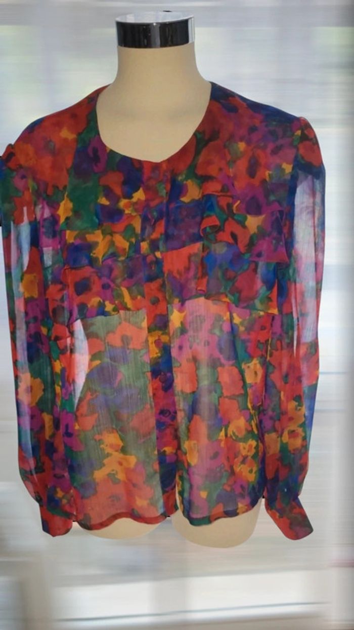 Chemise fleurie transparente vintage 44