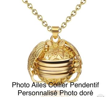 Collier doré à personnaliser photos