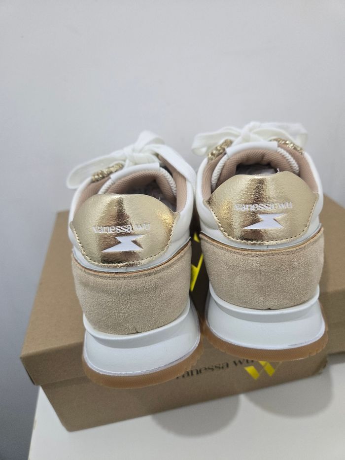 Basket Vanessa WU taille 36 neuves authentiques modele paola blanc beige doré - photo numéro 4