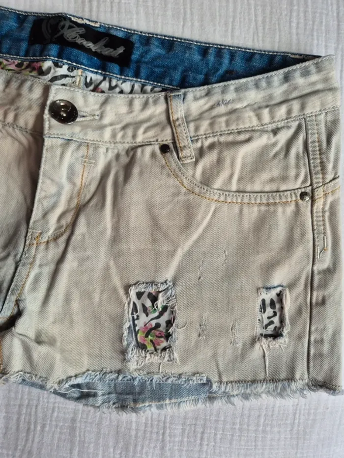 Short en jean avec empiècement tissu Coolcat taille L - photo numéro 3