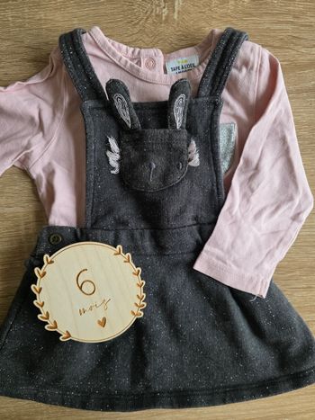 Ensemble salopette lapin tee-shirt manches longues 