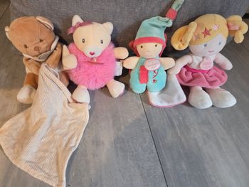 4 Peluches neuves Doudou et compagnie