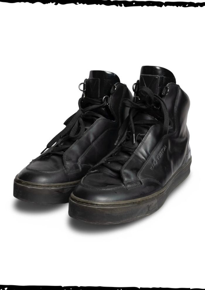 Sneakers montantes noires Louis Vuitton Black Leather Slipstream High Top Sneakers Size – Taille 44