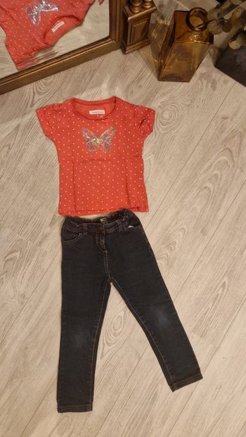 Ensemble tshirt papillon In extenso et Jeans slim Tape à l'œil 💘 3 ans