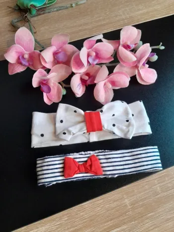 Lots 2 bandeau bebe fille orchestra rouge et blanc