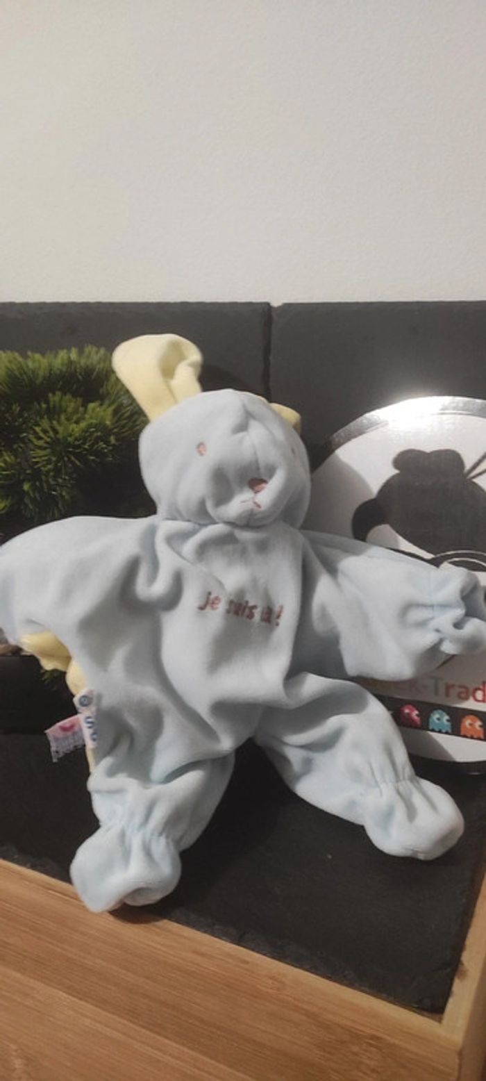doudou reversible ours lapin sucre d orge jaune vert bleu où est tu je suis là cache cache - photo numéro 3
