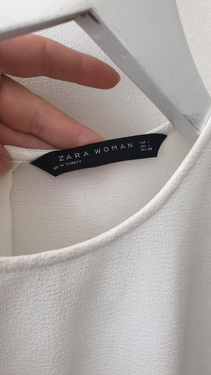 Haut blouse dentelle blanc cassé crême zara taille L - photo numéro 8