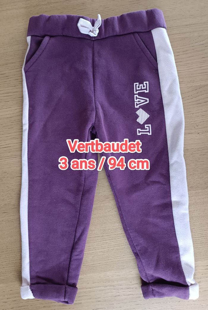 Pantalon jogging en molleton Vertbaudet fille ceinture paperbag 3 ans 94 cm