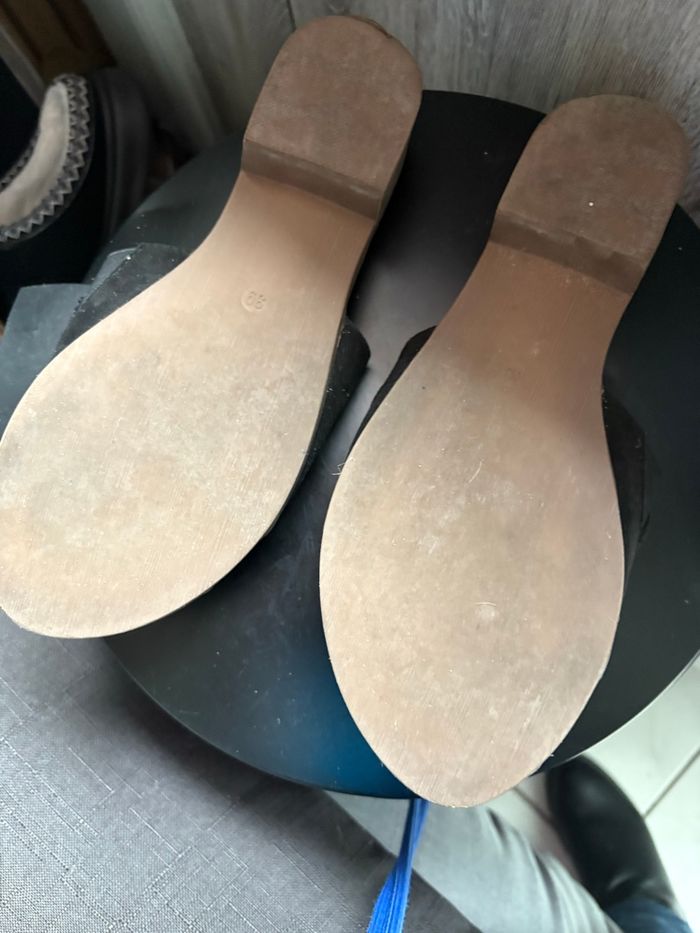 Mules plates noires tube