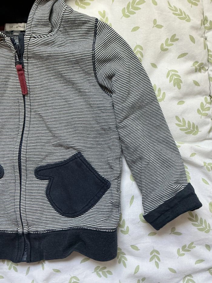 gilet zippé à capuche rayé marine 18 mois du pareil au même - photo numéro 4