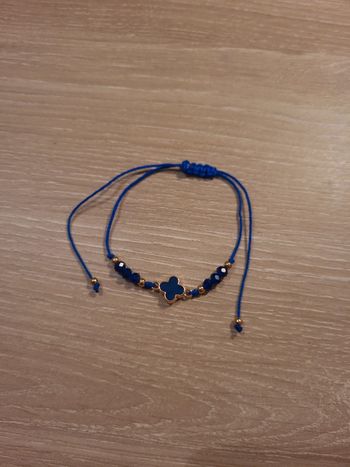 Bracelet cordon bleu et doré