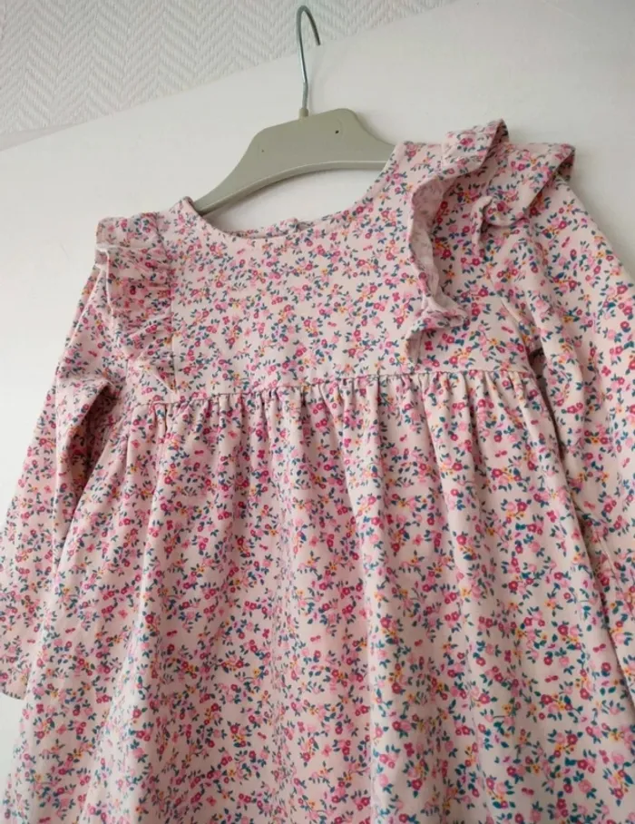 (a) robe rose fleurie CottonBaby 18/24m - photo numéro 3