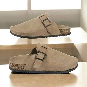 Mules style Birkenstock en suédine beige – Pointure 38 – Neuf avec étiquette
