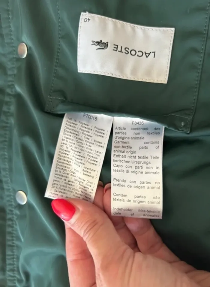 Lacoste, parka, doudoune, femme, taille 40 En duvet plume - photo numéro 7