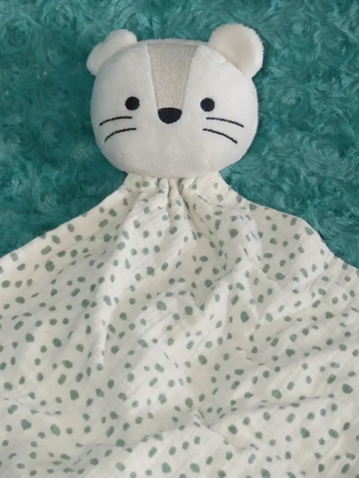 Doudou plat chat/tigre blanc vert Orchestra 🐱tbe - photo numéro 2