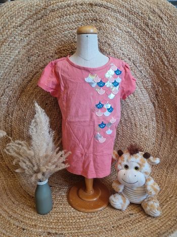 Jolie tee-shirt rose écaille de sirène fille sergent major 7 ans